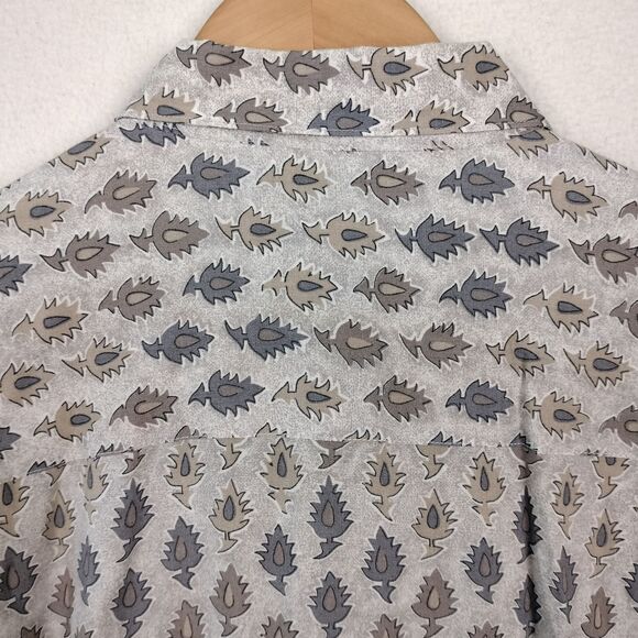 Reunion Shirt Mens XL Tan Long Sleeve Button Up Rayon All Over Print AOP Y2K VTG - Picture 11 of 12